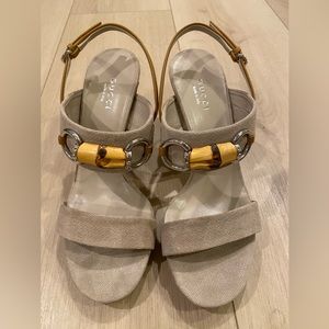 Gucci Sandals Horsebit Miss Bamboo Beige Heels